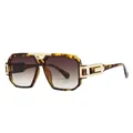 Chic square tortoiseshell sunglasses with gold hollow metal accents and gradient lenses - Tortoiseshell Frame / Gradient Tea Lenses