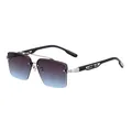 Lunettes de soleil homme à double pont avec monture métallique et verres dégradés - Monture Argent Verres Bleu Gris