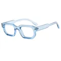 Retro thick-frame rectangle sunglasses in transparent light blue for a stylish look - Blue Frame Anti-blue Light Lens