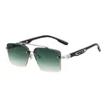 Lunettes de soleil pour hommes avec verres dégradés verts et monture métal à double pont - Monture Argent Verres Vert Dégradé