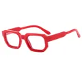 Chic thick frame retro square sunglasses in bold red finish for a modern edgy look - Red Frame Anti-Blue Light Lens