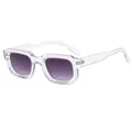 Retro square sunglasses with thick transparent frames and purple gradient lenses - Transparent Frame Double Grey Lens