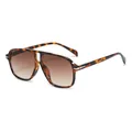 Retro aviator sunglasses with tortoise shell frames and brown gradient lenses - Black Tortoise/Gradient Brown
