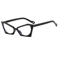 Montature per occhiali geometriche cat-eye nere retrò con lenti anti-luce blu - Nero Lucido