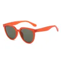 Klassische übergroße Sonnenbrille mit orangem Rahmen und dunkelgrünen Gläsern - Orangerot