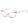 Montatura per occhiali gatto rosa champagne con design geometrico trasparente - Champagne Trasparente