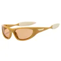 Y2K sporty cat-eye sunglasses with ochre frames and light brown lenses for outdoor fashion - Yellowish Brown Frame Tea Lens (C2)