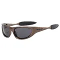 Sporty Y2K cat-eye sunglasses with bronze metallic frame and dark grey lenses - Dark Brown Frame Gray Lens (C4)