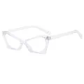 Chic cat eye eyeglasses with clear transparent geometric frames and metal hinges - Clear White