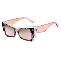 Lunettes de soleil œil de chat géométriques avec monture léopard et branches oranges - Monture Fleur De Haricot Rose Lentille Marron Rose Transparente (C4)