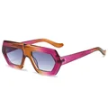 Chic oversized hexagonal sunglasses with orange to magenta gradient frame and grey lenses - Tea Purple Frame Gradient Gray Lens