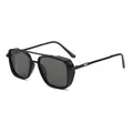 Klassische schwarze Punk-Metall-Sonnenbrille mit Doppelsteg und Seitenschutz für Herren - Schwarzer Rahmen Graue Gläser