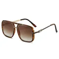 Modische Übergroße Sonnenbrille mit Schildpatt-Muster, Gold-Metallakzenten und Farbverlauf - Tee Leopardenrahmen Farbverlauf Tee-Gläser