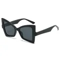 Gafas de sol de mariposa de moda con montura negra brillante y lentes gris oscuro - Régulier / Montura Negro Brillante Lentes Grises