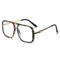 Oversized square pilot sunglasses with tortoiseshell frames and gold metal bridge detail - Leopard Frame