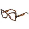 Stijlvolle cat-eye zonnebril met dik frame en een trendy schildpadpatroon - Normaal / Schildpad Montuur Heldere Lens