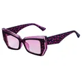 Schicke Cat-Eye-Sonnenbrille mit lila Leopardenmuster und rosa Verlaufgläsern - Lila Bohnenblütenrahmen Doppel lila Linse (C8)