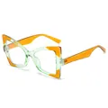 Chique cat-eye zonnebril voor dames met transparant groen en oranje patchwork montuur - Normaal / Groen Frame