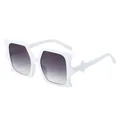 Fashionable oversized white bat-wing frame sunglasses with grey gradient lenses for women - Regular / White Frame Gray Lens