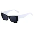 Lunettes de soleil œil de chat avec monture contrastée noir et blanc et verres foncés - Monture Noire Lentille Blanche Grise (C2)
