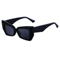 Lunettes de soleil œil de chat noires tendance avec monture épaisse géométrique - Monture Noire Lentille Noire Grise (C1)