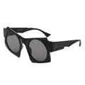 Irregular geometric black frame sunglasses with dark grey lenses and UV protection - Black Frame Grey Lens