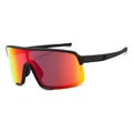 Oversized wrap-around cycling sunglasses with red gradient lens and matte black frame - Sand Black Frame Red Lens