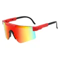 Outdoor polarized sports sunglasses with red splatter frame and colorful gradient lens - Red Splatter Frame Red Lens