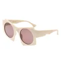 Chic oversized geometric sunglasses with cream frame and gradient pink lenses - Beige Frame Wine Red Lens