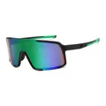 Cycling sunglasses with black frame and colorful gradient polarized mirror lenses - Black Green Frame Green Lens (JF8113)