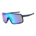 Outdoor cycling sunglasses with blue-purple mirrored lens and splash paint frame - Printed Frame Blue Lens (JF8113)
