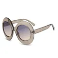 Oval oversized sunglasses with champagne translucent frames and gradient lenses for women - Grey Frame Grey Tea Lens