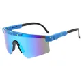 Blue polarized sports cycling sunglasses with vibrant yellow splatter design on frame - Light Blue Splatter Frame Ice Blue Lens