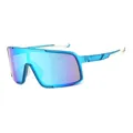 Translucent blue sports sunglasses with integrated blue-purple gradient lenses - Translucent Blue Frame Blue Lens (JF8113)