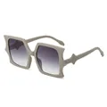 Oversized bat-wing sunglasses with beige matte frame and purple gradient lenses - Gray Frame Gradient Gray Lens