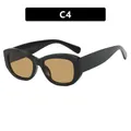 Retro rectangle sunglasses with black wide frames and brown lenses for women - Glossy Black / Tea Lenses
