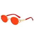 Vintage round steampunk sunglasses with golden metal frame and translucent red lenses - Gold Frame Red Lens