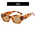 Retro tortoiseshell oval sunglasses with striped temples and brown lenses model C3 - Leopard / Brown
