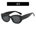 Vintage black thick frame sunglasses with wide ribbed temples and retro design - Glossy Black/Grey Lens