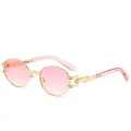 Retro punk sunglasses with gold lightning metal frames and gradient pink lenses - Gold Frame Gradient Pink Lens