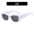 Retro sunglasses with thick white rectangular plastic frame and dark grey lenses C6 - Solid White Frame Gray Lens