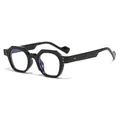 Retro-Polygon-Sonnenbrille in Schwarz mit Nietendekor und Blaulichtfilter-Gläsern - Glänzender Schwarzer Rahmen Blaulichtfilter Polygonal Brille