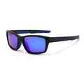 Gepolariseerde sportzonnebril met matzwart montuur en blauw-paarse spiegelglazen - Zwart Montuur Blauwe Poten Blauw Paarse Lens (C3)