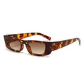 Retro tortoiseshell rectangle sunglasses with brown gradient lenses and thick frame - Tortoise Frame Brown Lens