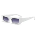 Chic rectangle sunglasses with white matte frame and purple gradient lenses - White Frame Purple Lens