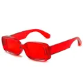 Elegantes gafas de sol rectangulares rojas translúcidas con montura gruesa para mujer playa - Marco Rojo Lentes Rojas