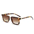 Retro square tortoiseshell sunglasses with gradient brown lenses and gold metal accents - Tortoise Frame Tea Lens (C3)