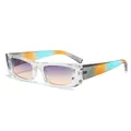 Chic square sunglasses with gradient lenses and glitter orange blue temples - Gradient Glitter Orange Lake Blue Frame