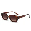 Fashion small frame rectangular sunglasses in tortoiseshell brown with gradient lenses - Dark Amber Frame Gradient Tea Lens (C4)