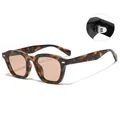 Gafas de sol retro de carey con lentes ámbar y bisagras de metal reforzadas para hombre y mujer - Montura de Carey Lente Té